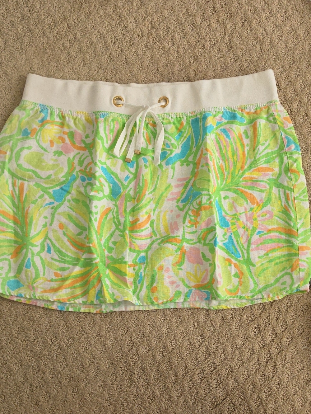 EUC Lilly Pulitzer White Waistband Tropical Print Skirt